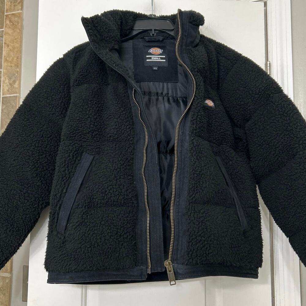Dickies Mount Hope Sherpa Puffer Jacket Knit Black Women’s Small Cozy Winter - Picture 4 of 16